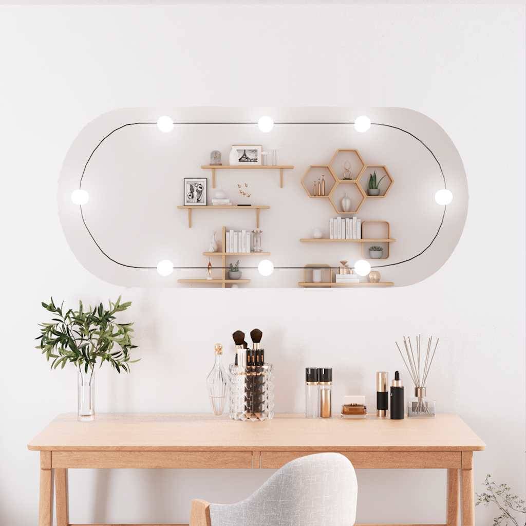 vidaXL Wandspiegel mit LED-Leuchten 45x100 cm Glas Oval