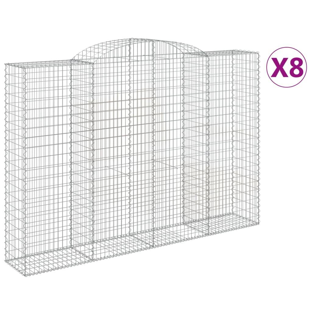 vidaXL Gabionen mit Hochbogen 8 Stk. 300x50x200/220cm Verzinktes Eisen