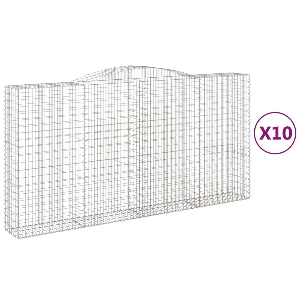 vidaXL Gabionen mit Hochbogen 10Stk. 400x50x200/220cm Verzinktes Eisen