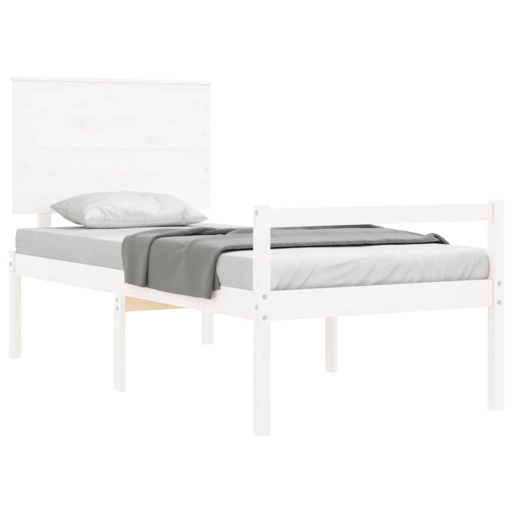 vidaXL Seniorenbett mit Kopfteil Weiß Massivholz
