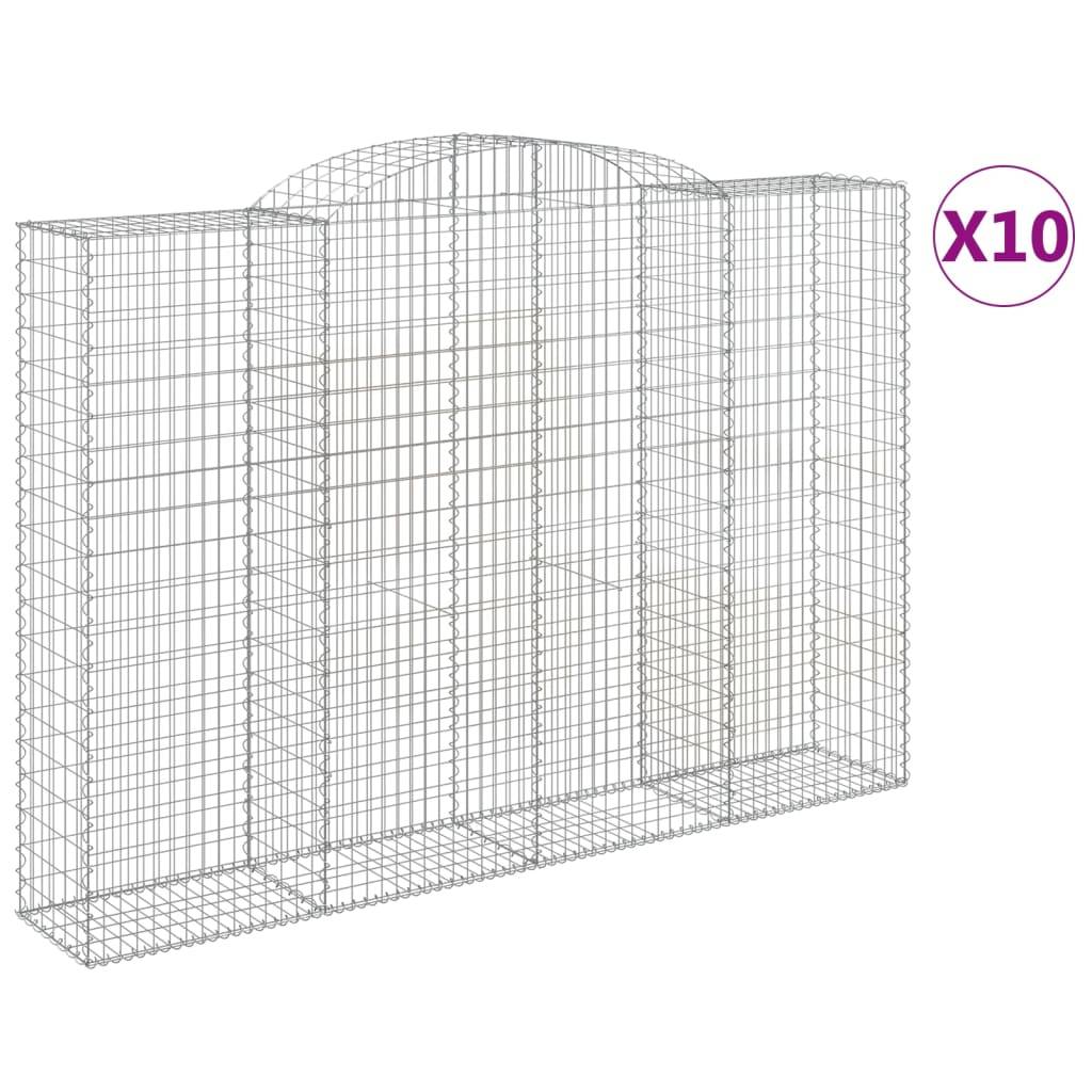 vidaXL Gabionen mit Hochbogen 10 Stk 300x50x200/220cm Verzinktes Eisen