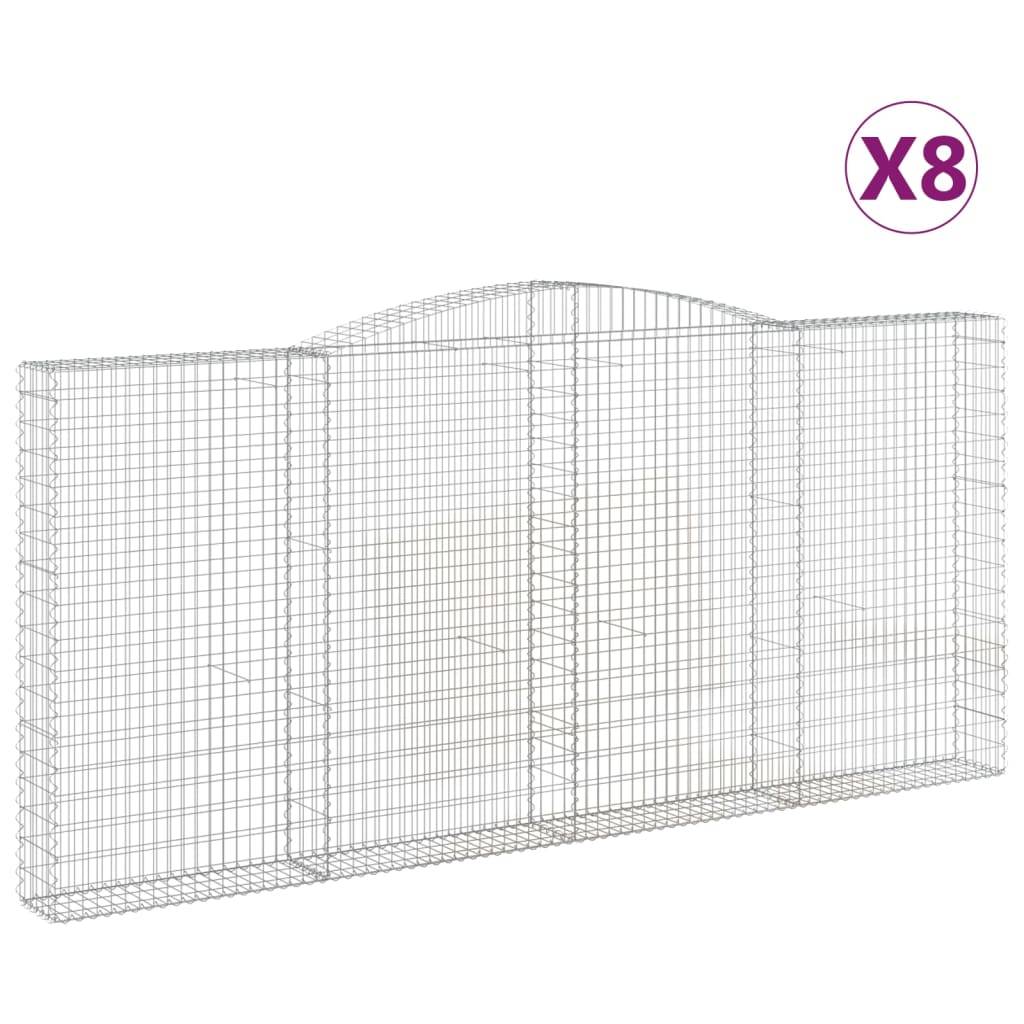 vidaXL Gabionen mit Hochbogen 8 Stk. 400x30x180/200cm Verzinktes Eisen