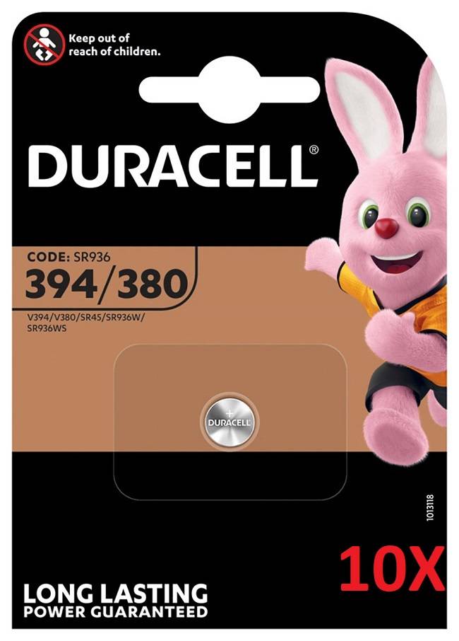 10x Duracell Uhrenbatterie D394 1,55V 84mAh AgO 1er Blister