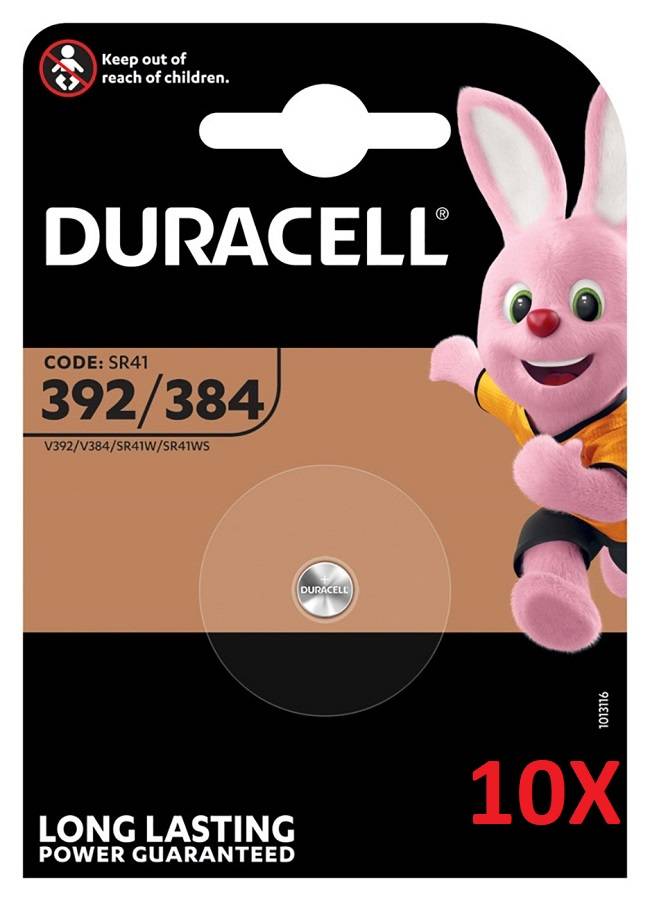 10x Duracell Uhrenbatterie D392 1,55V 45mAh AgO Blister