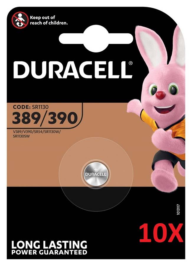 10x Duracell Uhrenbatterie D389 390 1,55V 80mAh AgO Blister