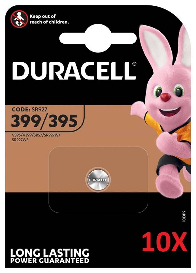 10x Duracell Uhrenbatterie D395 D399 1,55V 55mAh Blister