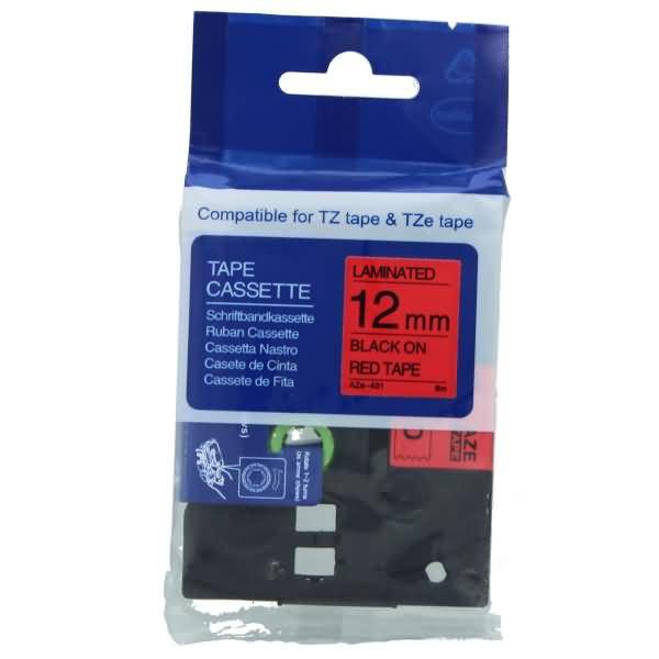 Schriftbandkassette - ersetzt Brother TZE431 - 12mm schwarz/rot