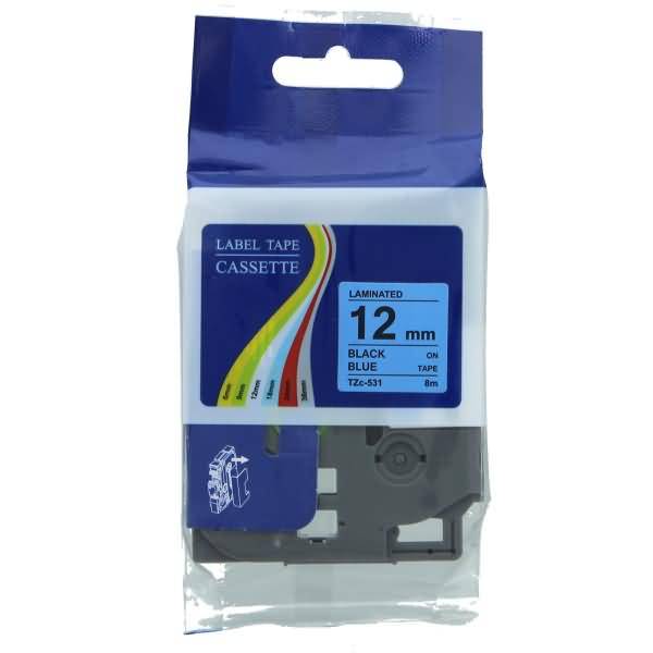 Schriftbandkassette - ersetzt Brother TZE531 - 12mm schwarz/blau