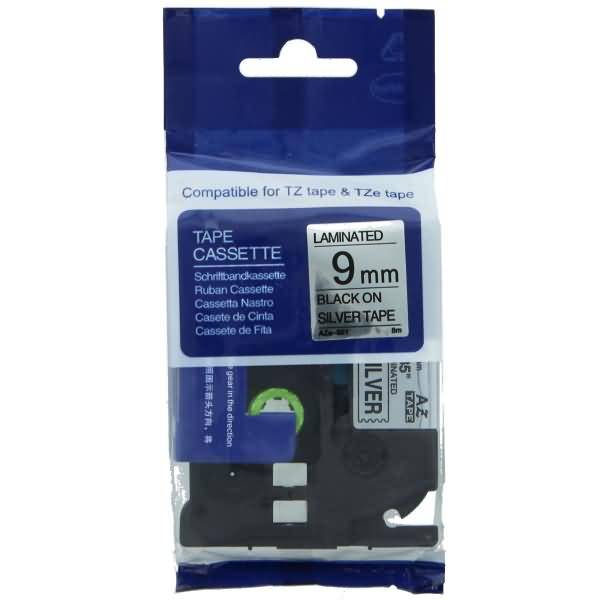 Schriftbandkassette - ersetzt Brother TZE921 - 9mm schwarz/silber