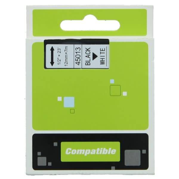 Schriftbandkassette - ersetzt Dymo 45013/S0720530 - 12mm schwarz/weiß
