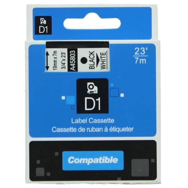 Schriftbandkassette - ersetzt Dymo 45803/S0720830- 19mm schwarz/weiß