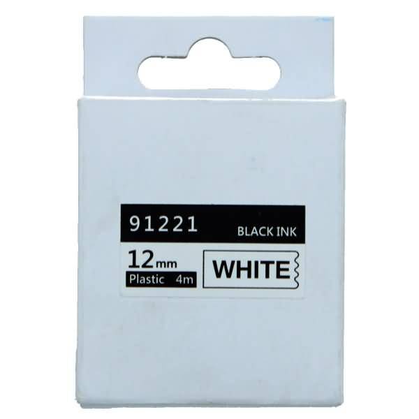 Schriftbandkassette - ersetzt Dymo 491221/S0721660 - 12mm schwarz/weiß