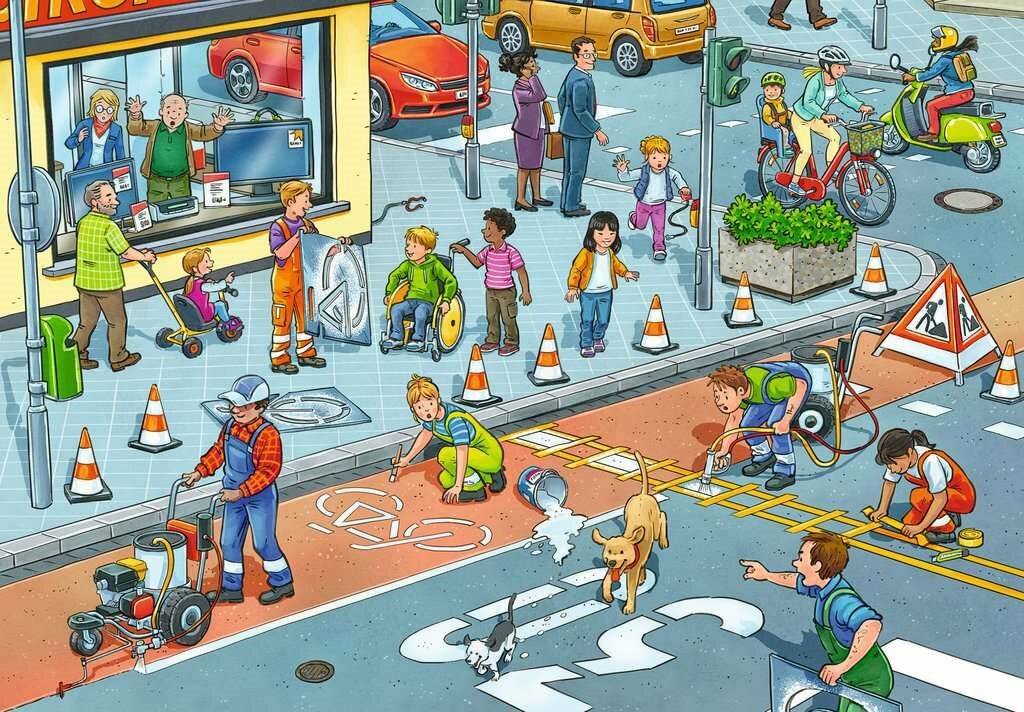 Arbeit auf der Straße Jigsaw Puzzle, 2x12tlg.