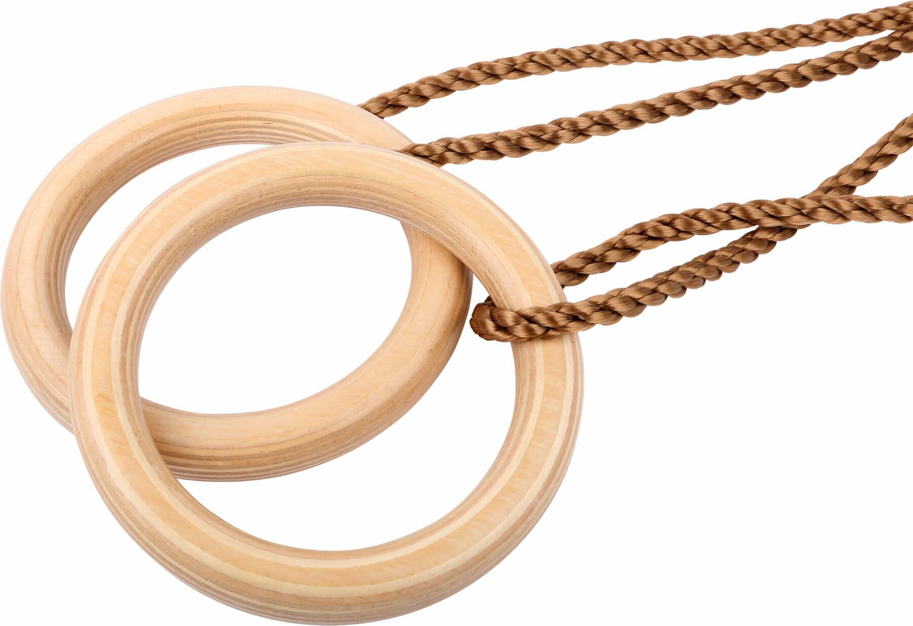 Small Foot Turnringe aus Vollholz, Schaukelringe mit längenverstellbaren Seilen, für Kinder und Erwachsene, 11592 Outdoor Spielzeug, Mehrfarbig, Lä