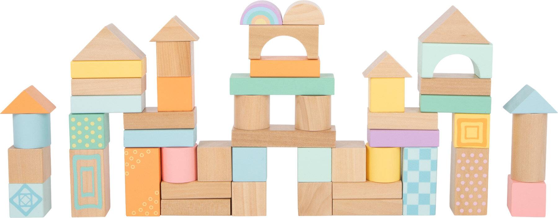 Small Foot 11722 Holzbausteine Pastell, 50-teiliges Set