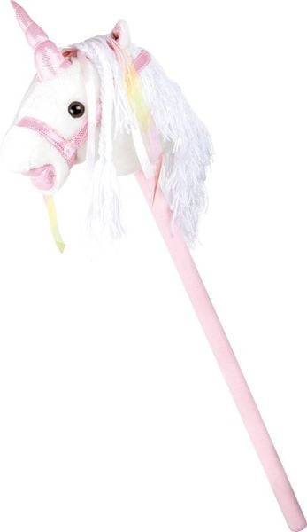 Small foot 10279 - Steckenpferd Weißes Einhorn, mit Geräusch-Funktion, weiß/rosa, Länge: 90cm