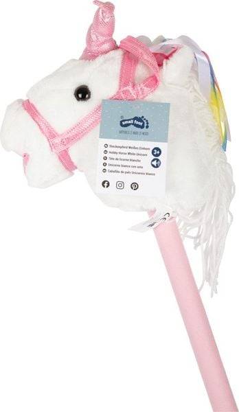 Small foot 10279 - Steckenpferd Weißes Einhorn, mit Geräusch-Funktion, weiß/rosa, Länge: 90cm