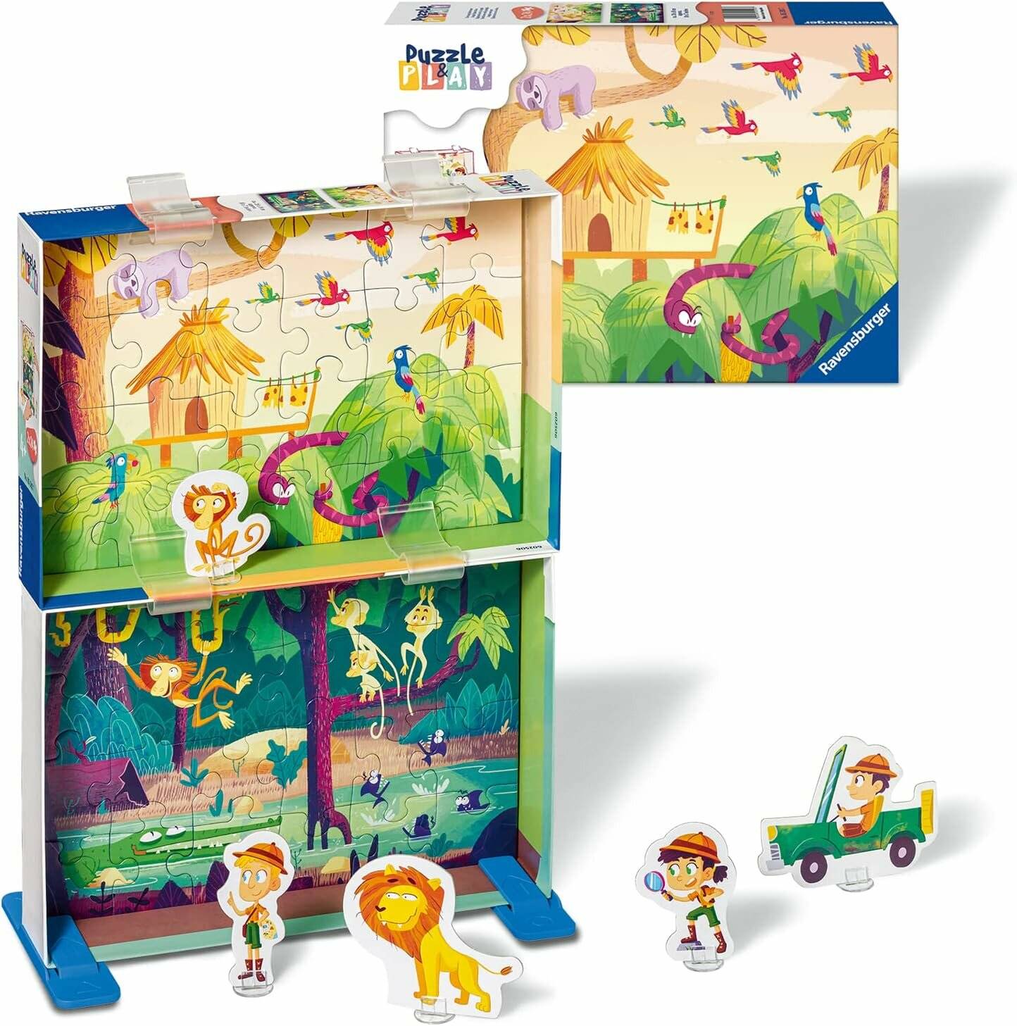 RAVENSBURGER Puzzle&Play: Dschungel-Abenteuer 2x24 Teile