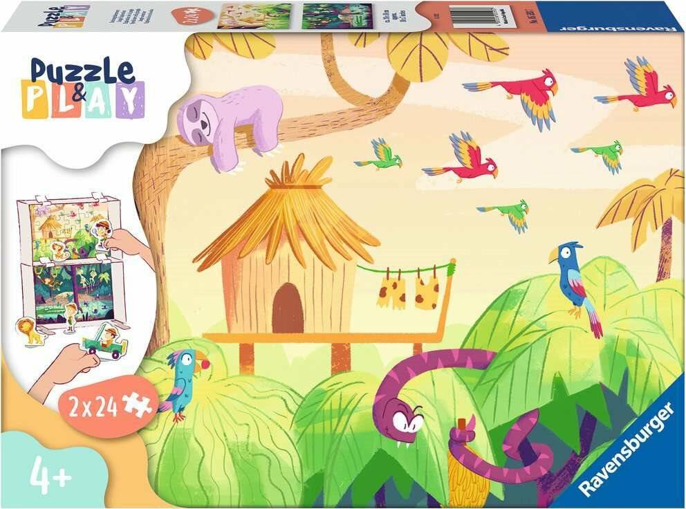 RAVENSBURGER Puzzle&Play: Dschungel-Abenteuer 2x24 Teile