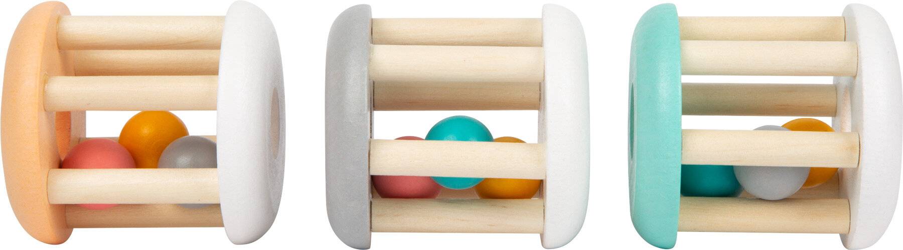 Small Foot 11712 Babyrassel Pastell, Holzrassel im 3er-Set für Babys