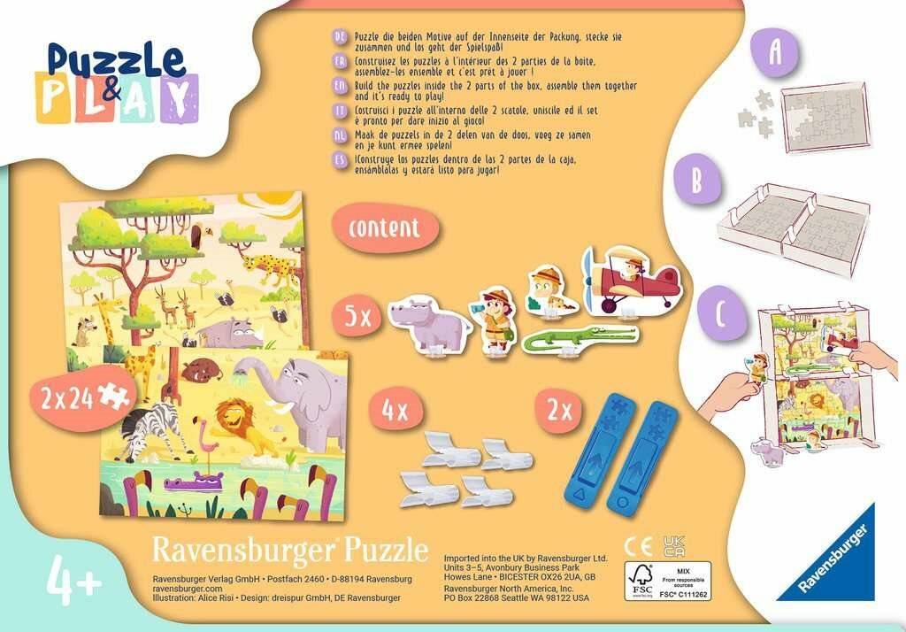 RAVENSBURGER Puzzle&Play: Safari 2x24 Teile