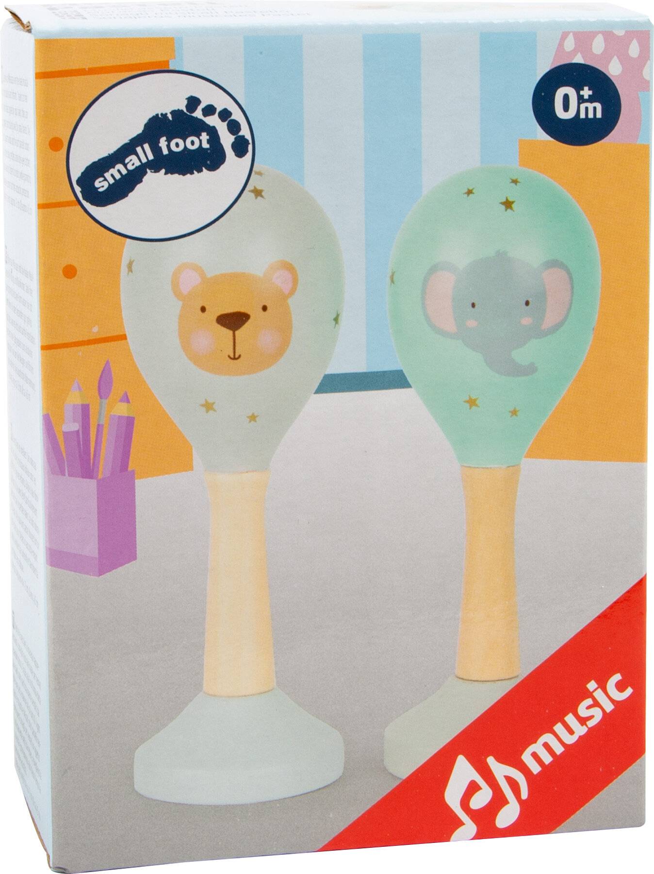 Small Foot Musikrasseln aus Holz, Babyrassel mit handschmeichlerischen Form, für Babys und Kleinkinder, 11886