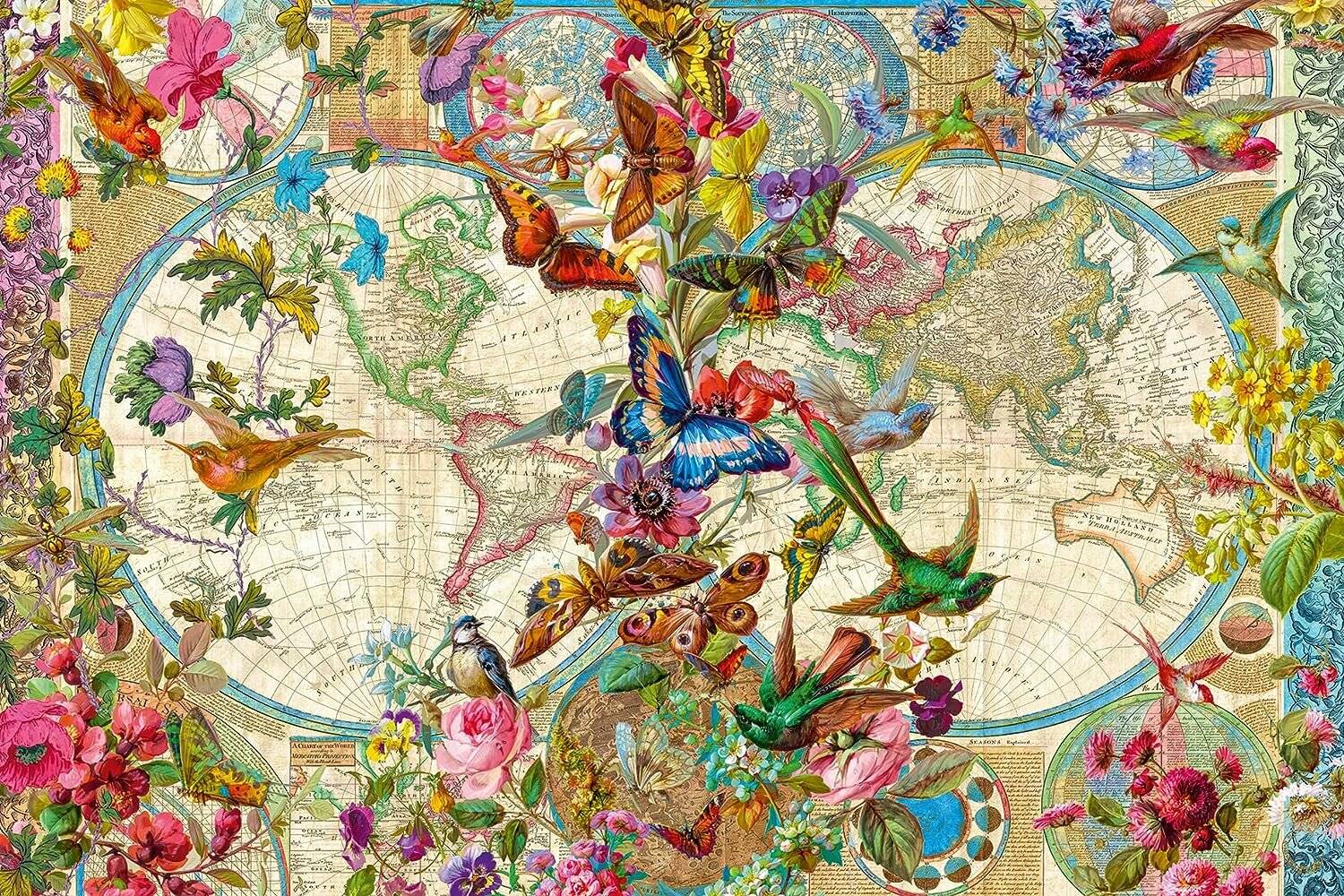 Jigsaw Puzzle Flora und Fauna Weltkarte, 1000tlg.