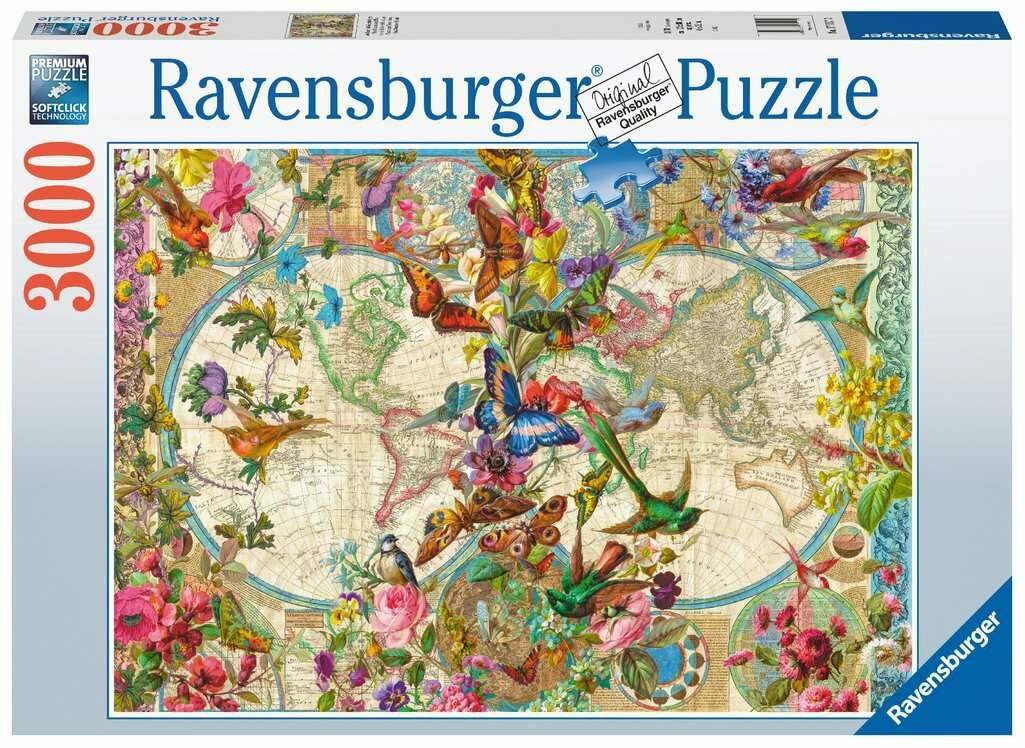 Jigsaw Puzzle Flora und Fauna Weltkarte, 1000tlg.