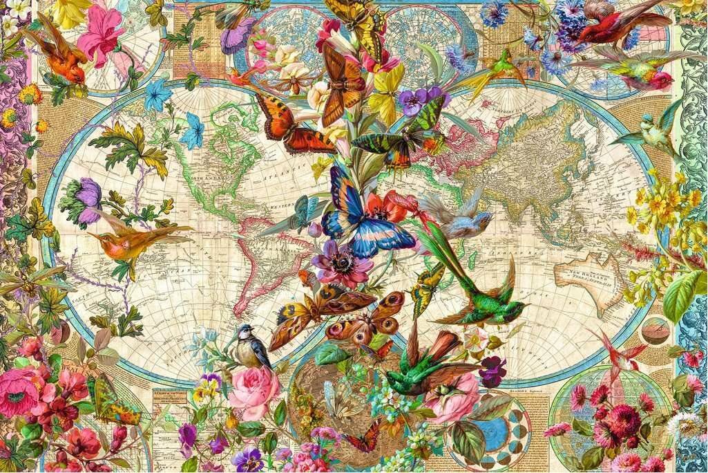 Jigsaw Puzzle Flora und Fauna Weltkarte, 1000tlg.