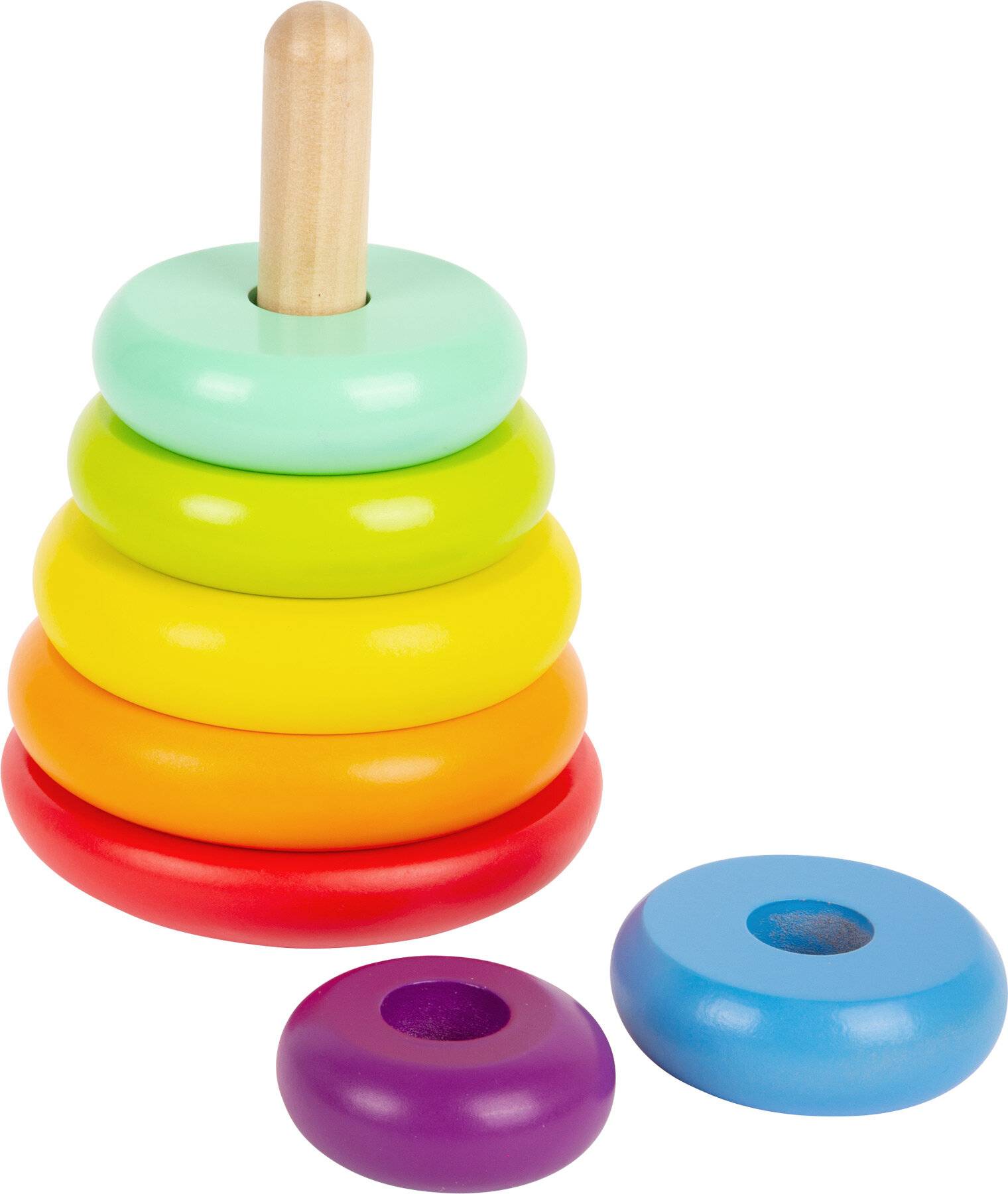 Small Foot 11775 Stapelturm Regenbogen, Motorik-Klassiker aus Holz