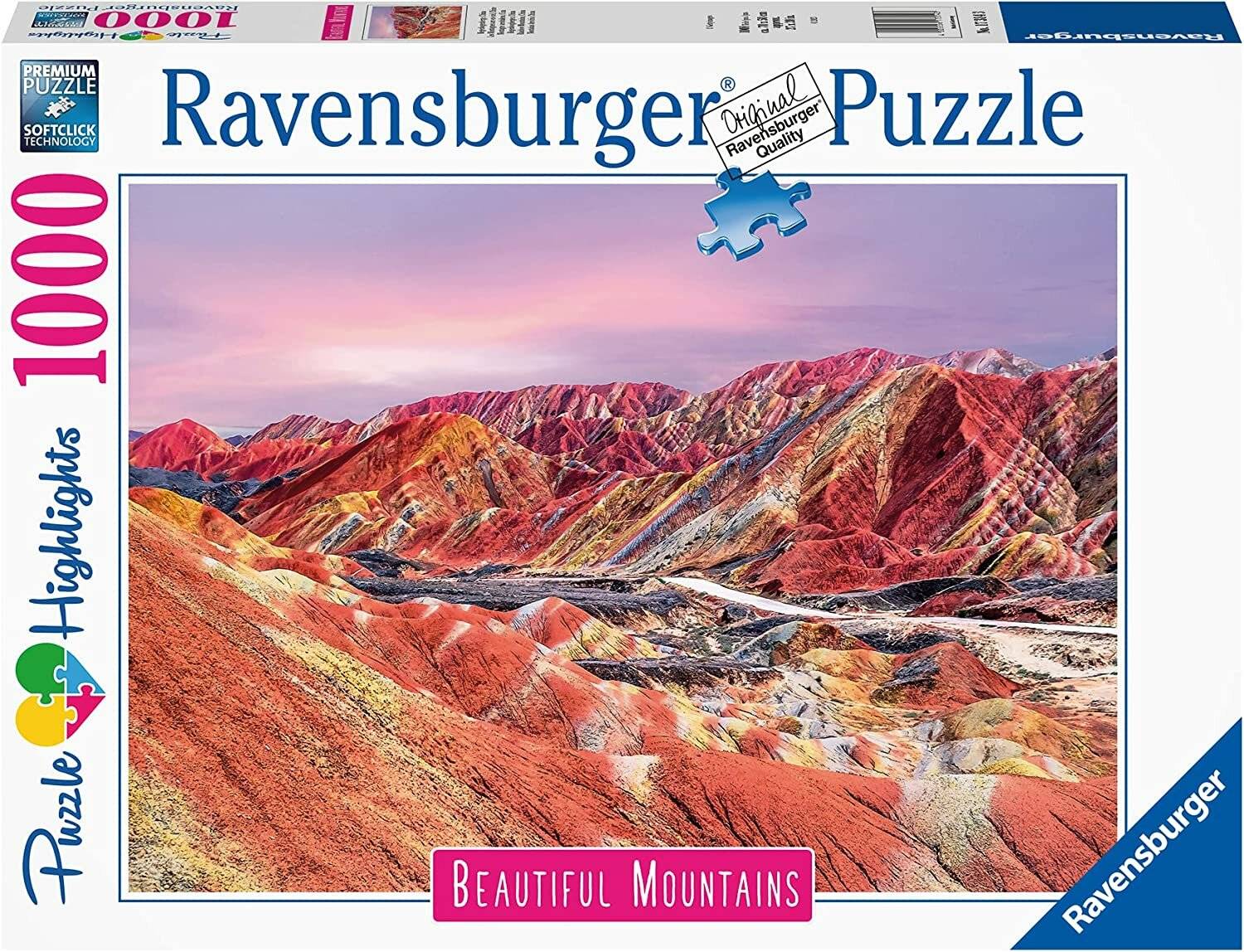 RAVENSBURGER Atemberaubende Berge Puzzle: Regenbogenberge, China 1000 Teile