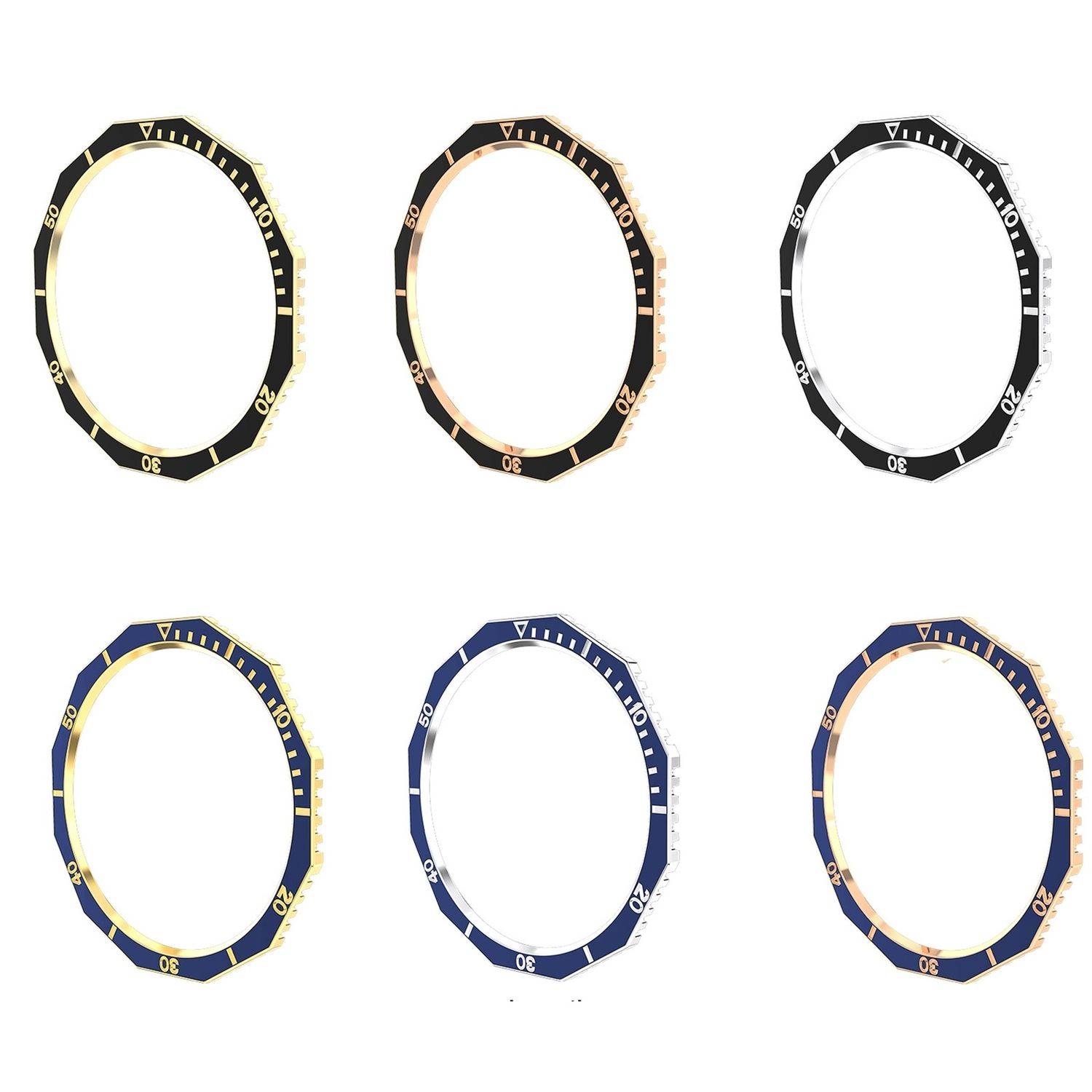 Für Samsung Galaxy Watch 6 Classic 43mm Lünettenring Blau / Silber