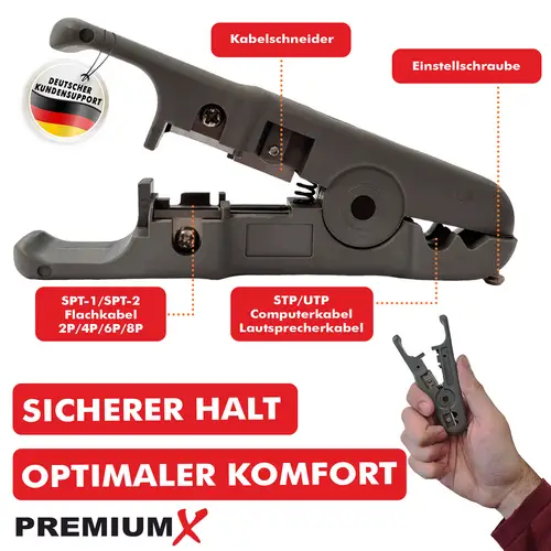 PremiumX Abisolierer HT-S501A Abisolierwerkzeug Koaxial-Kabel Netzwerkkabel Rundkabel Flachkabel bis 9,5mm Werkzeug Entmanteler PremiumX Abisolierer HT-S501A Abisolierwerkzeug Koaxial-Kabel Netzwerkkabel Rundkabel Flachkabel bis 9,5mm Werkzeug Entmanteler
