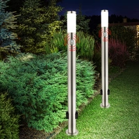 Stehleuchte mit Bewegungsmelder Standleuchte Edelstahl Außenleuchte Steckdosen, App Steuerung CCT dimmbar, Smart RGB LED 8,5W 806Lm, DxH 7,6x110 cm Stehleuchte mit Bewegungsmelder Standleuchte Edelstahl Außenleuchte Steckdosen, App Steuerung CCT dimmbar, Smart RGB LED 8,5W 806Lm, DxH 7,6x110 cm