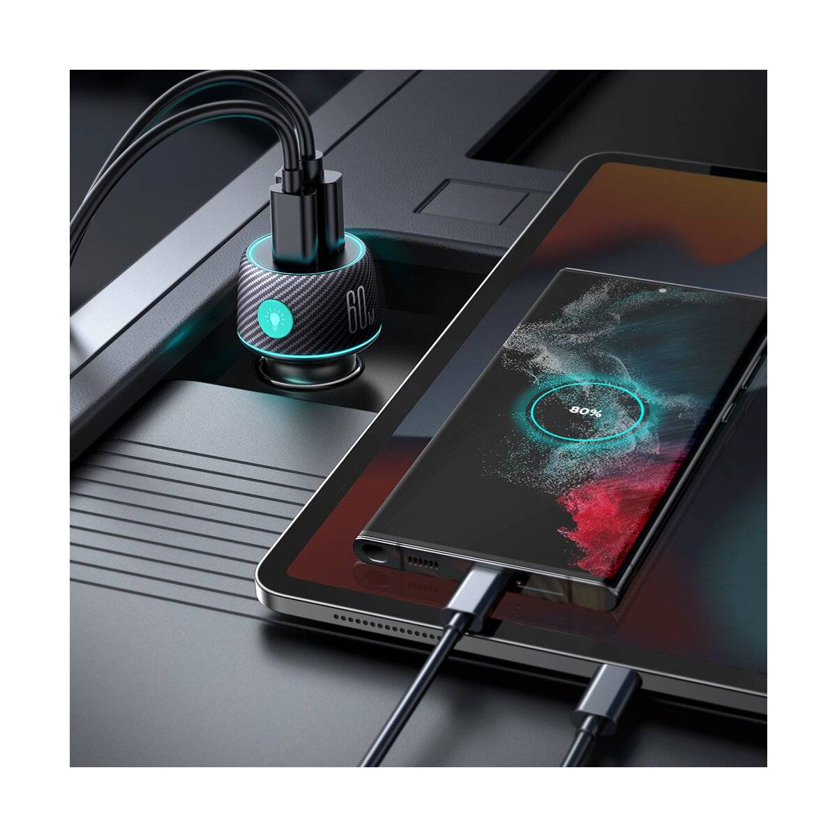 Joyroom JR-CCN01 Autoladegerät Schnellladegerät 60W USB-C USB-A Schwarz