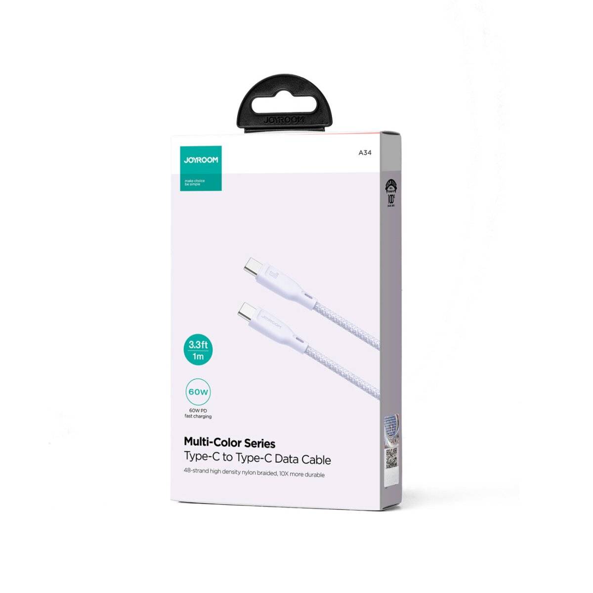 Joyroom Multi-Color Series SA34-CC3 USB-C/USB-C-Kabel 60 W schnelle Übertragung 1 m Lila