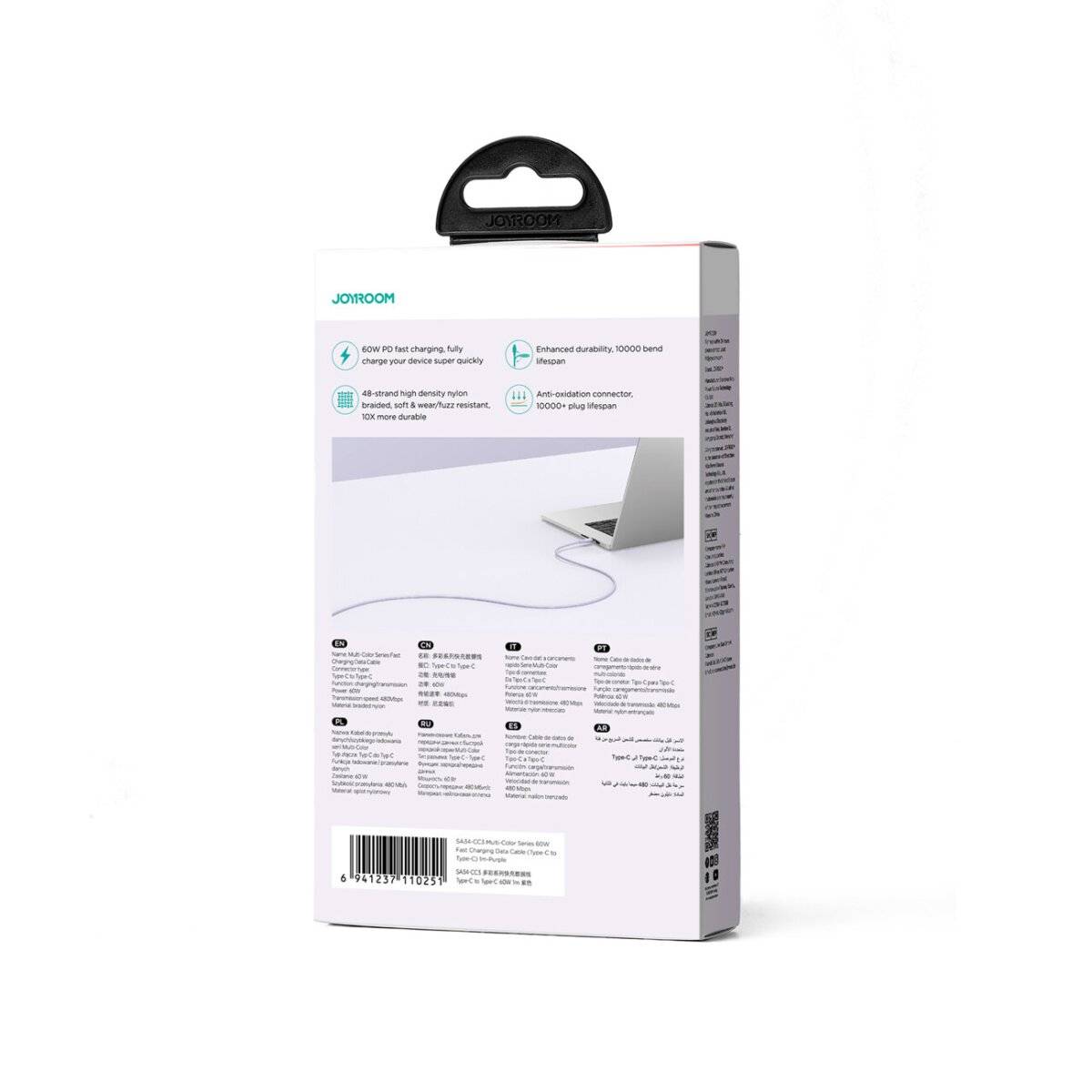 Joyroom Multi-Color Series SA34-CC3 USB-C/USB-C-Kabel 60 W schnelle Übertragung 1 m Lila
