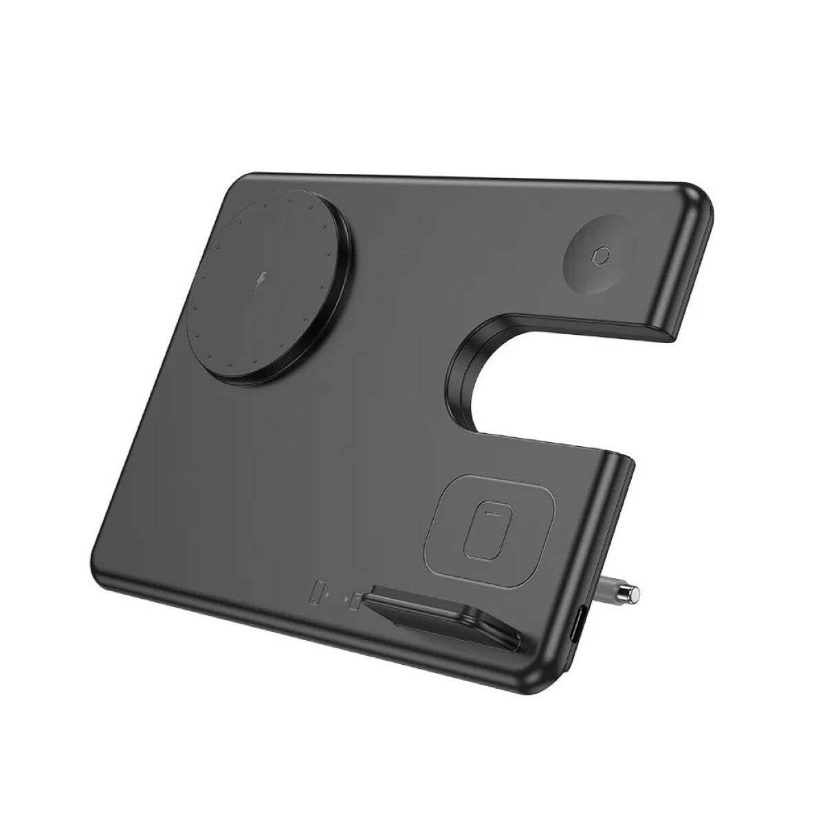 HOCO CQ1 3in1 Geek Folding Wireless Ladegerät 15W Unterstützung Apple Watch Ladegeformt schwarz