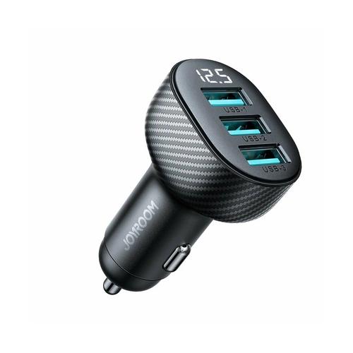 Joyroom JR-CCD03 3,4A Autoladegerät mit 3x USB-A Display - Schwarz Joyroom JR-CCD03 3,4A Autoladegerät mit 3x USB-A Display - Schwarz