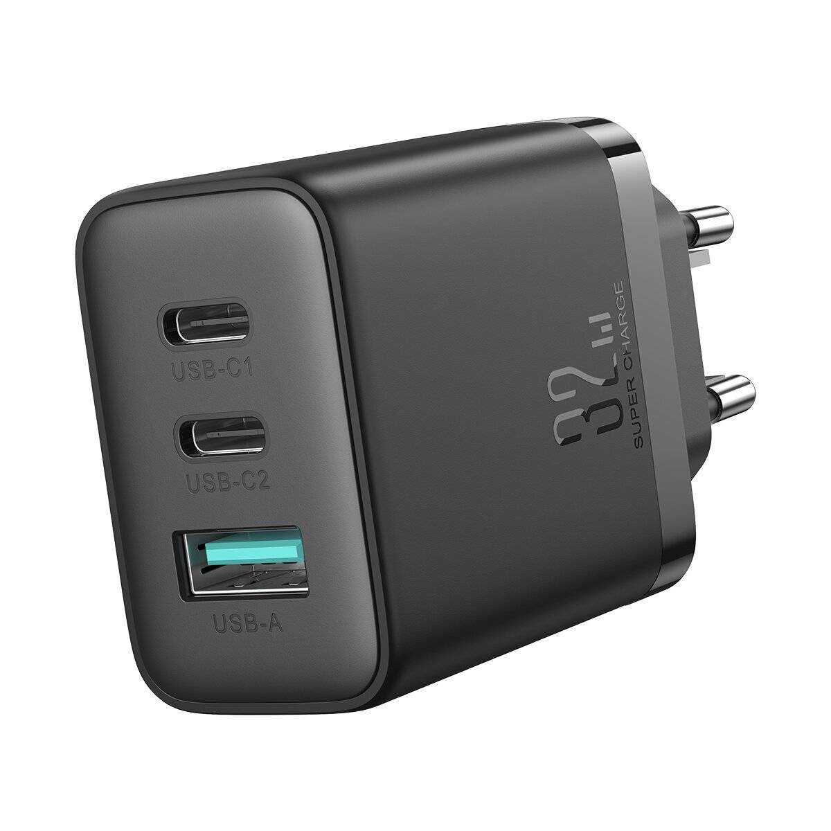 Joyroom JR-TCF10 Schnellladegerät 2x USB-C USB-A 32W - Schwarz