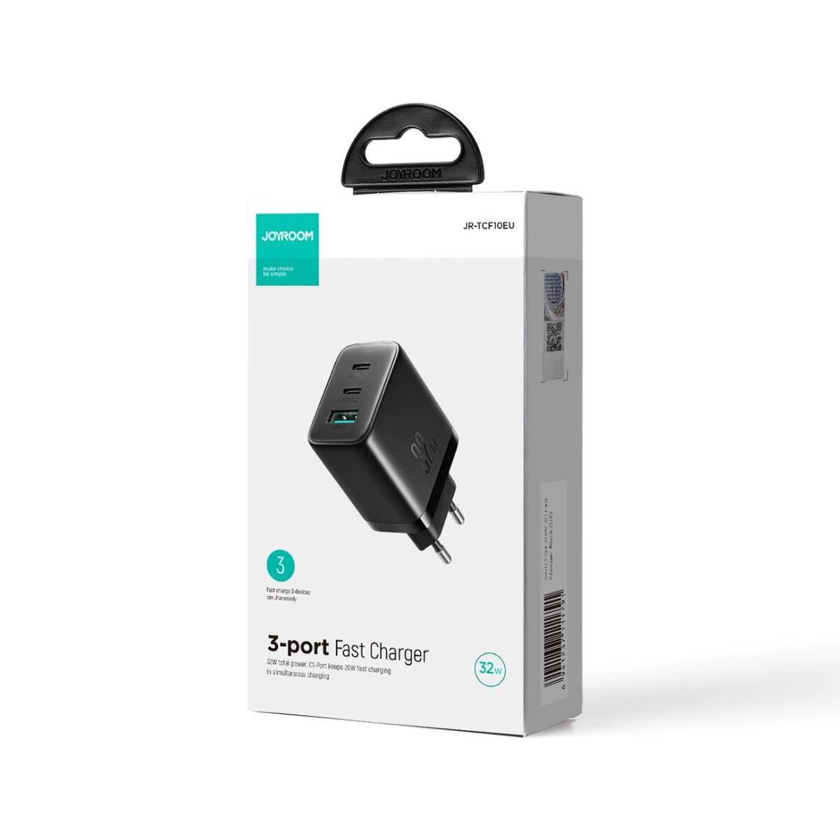 Joyroom JR-TCF10 Schnellladegerät 2x USB-C USB-A 32W - Schwarz