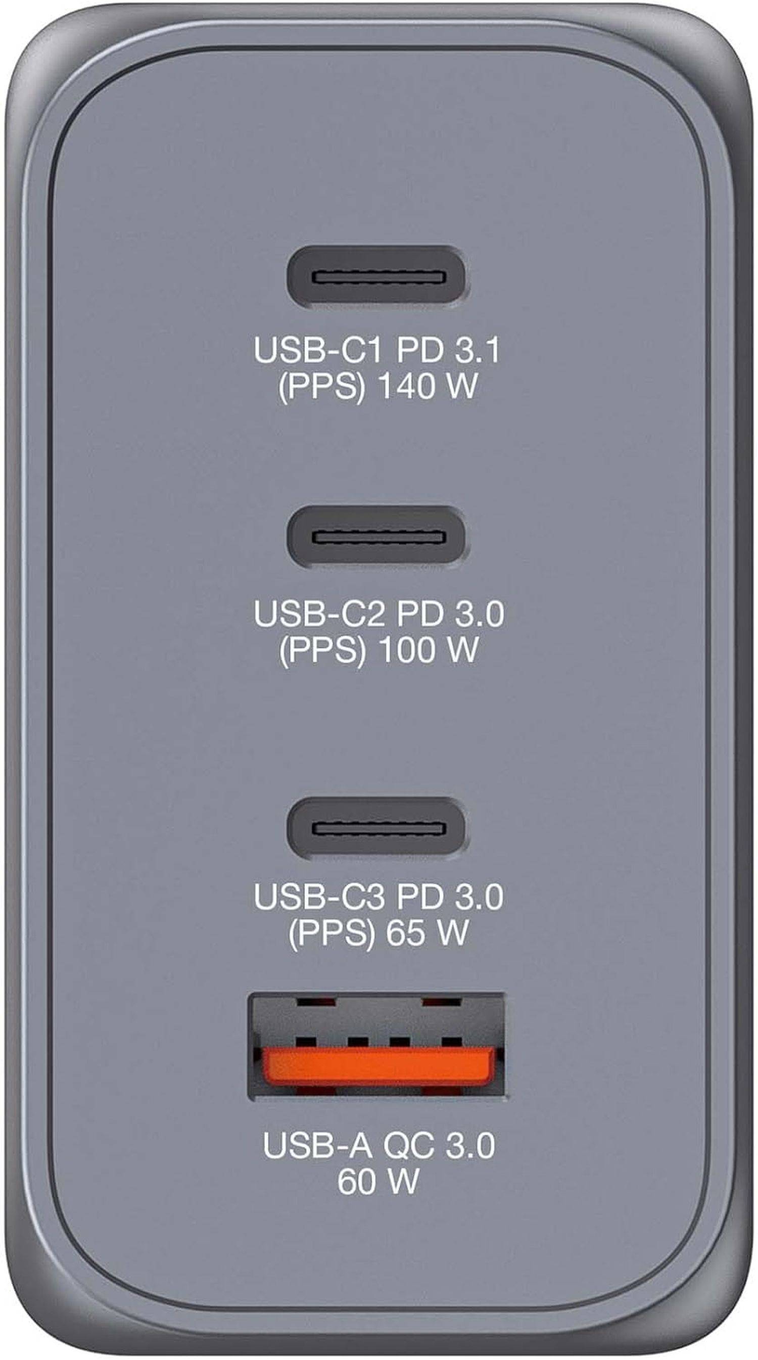 Verbatim GaN Charger 240 W, 4 Ports USB-C Ladegerät, Power Adapter mit 3 x USB-C und 1 x USB-A, Schnellladegerät