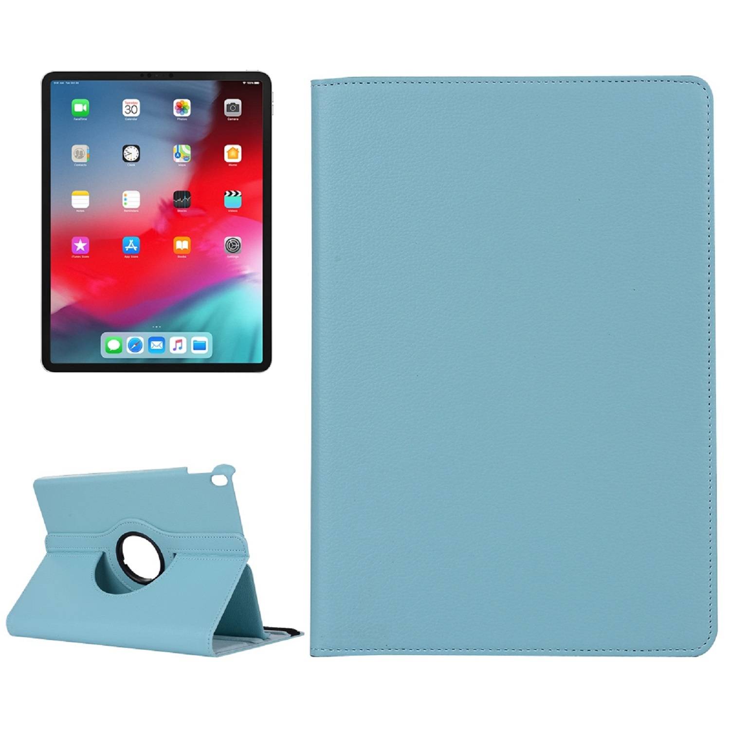 1x Schutzhülle für iPad Pro 12.9 (2018-2019-2020-2021) Tablet Hülle Schutz Tasche Case Cover Türkis 360 Grad drehbar Rotation Bumper