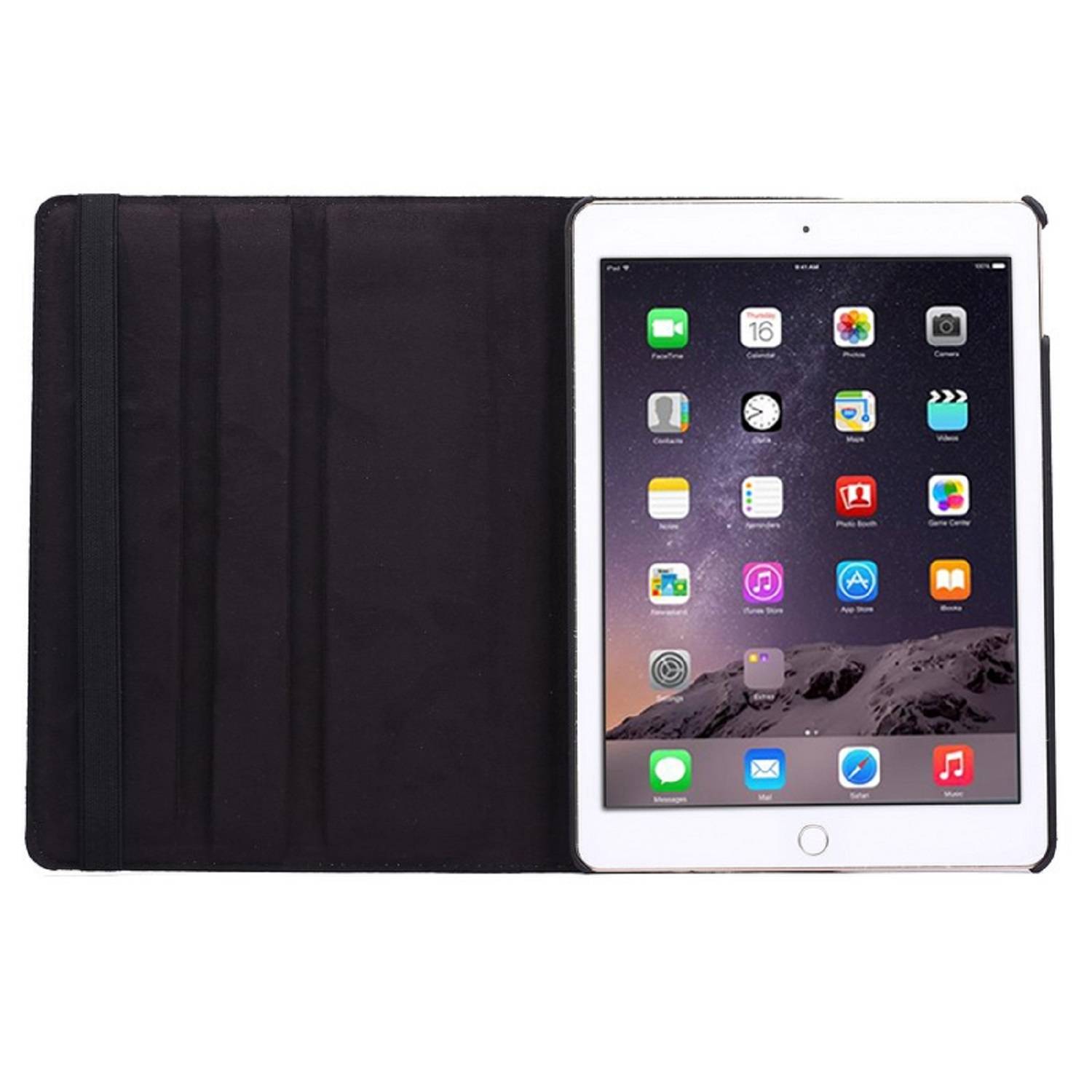 Schutzhülle für iPad Air 2 9.7 Tablet Hülle Schutz Tasche Case Cover Schwarz 360 Grad drehbar Rotation Bumper