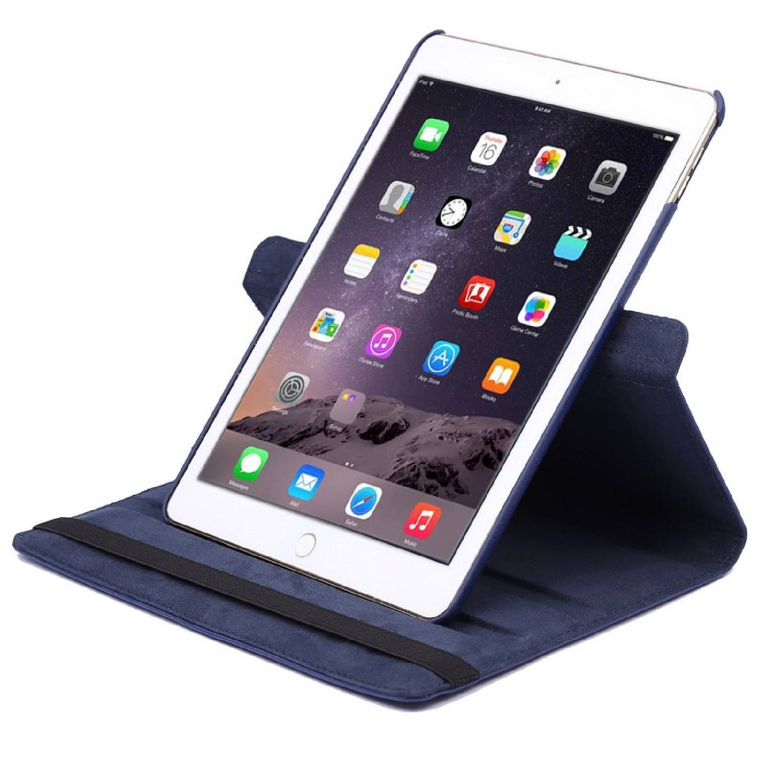 Schutzhülle für iPad Air Tablet Hülle Schutz Tasche Case Cover Dunkel Blau 360 Grad drehbar Rotation Bumper