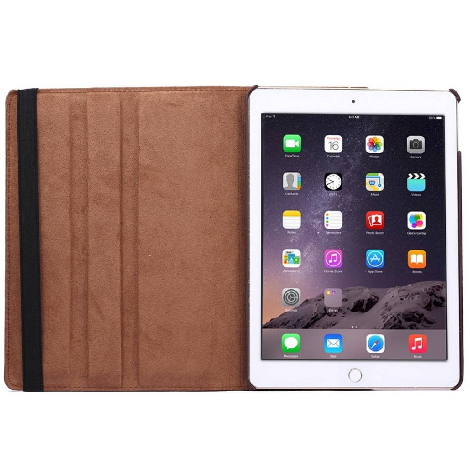 Schutzhülle für iPad Air 2 9.7 Tablet Hülle Schutz Tasche Case Cover Braun 360 Grad drehbar Rotation Bumper