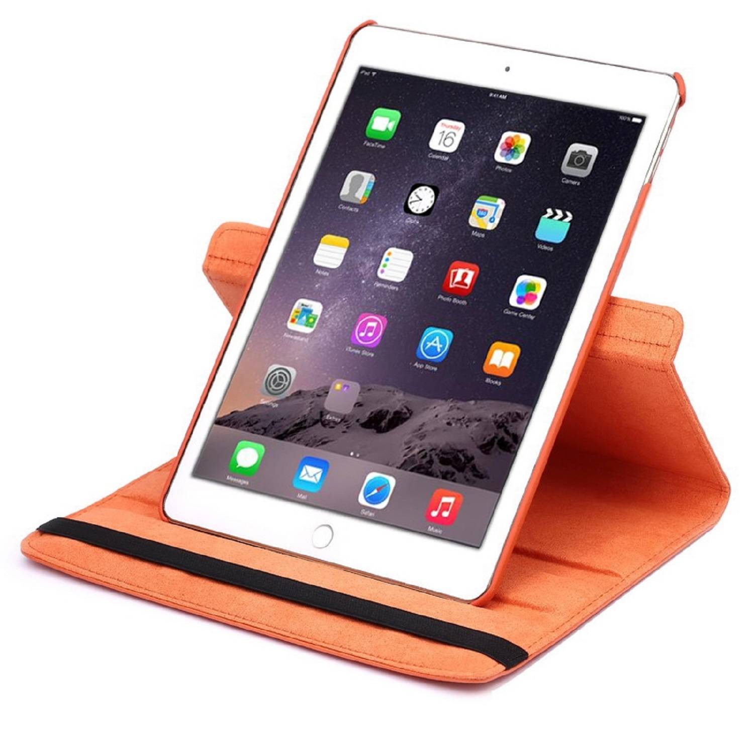 Schutzhülle für iPad Air 2 9.7 Tablet Hülle Schutz Tasche Case Cover Orange 360 Grad drehbar Rotation Bumper