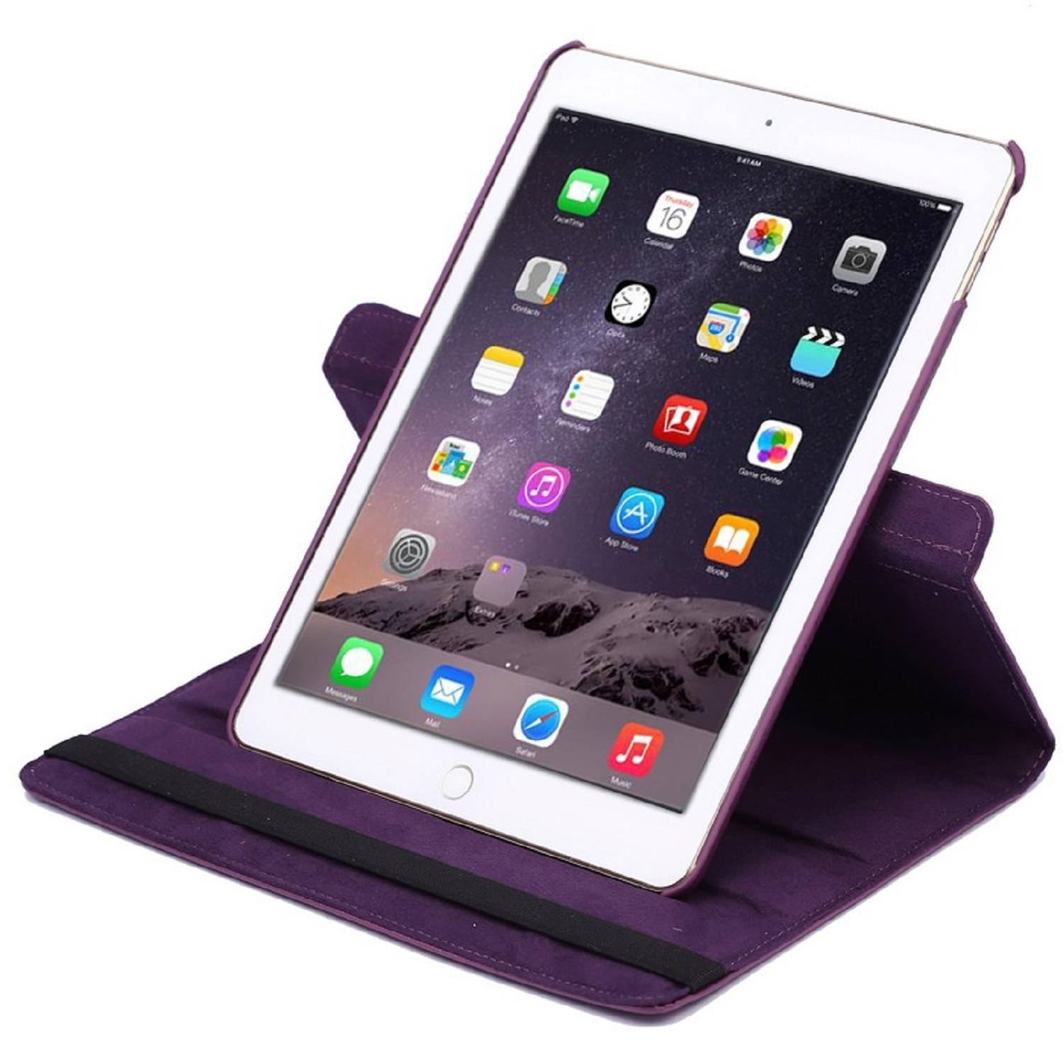 Schutzhülle für iPad Air Tablet Hülle Schutz Tasche Case Cover Lila 360 Grad drehbar Rotation Bumper