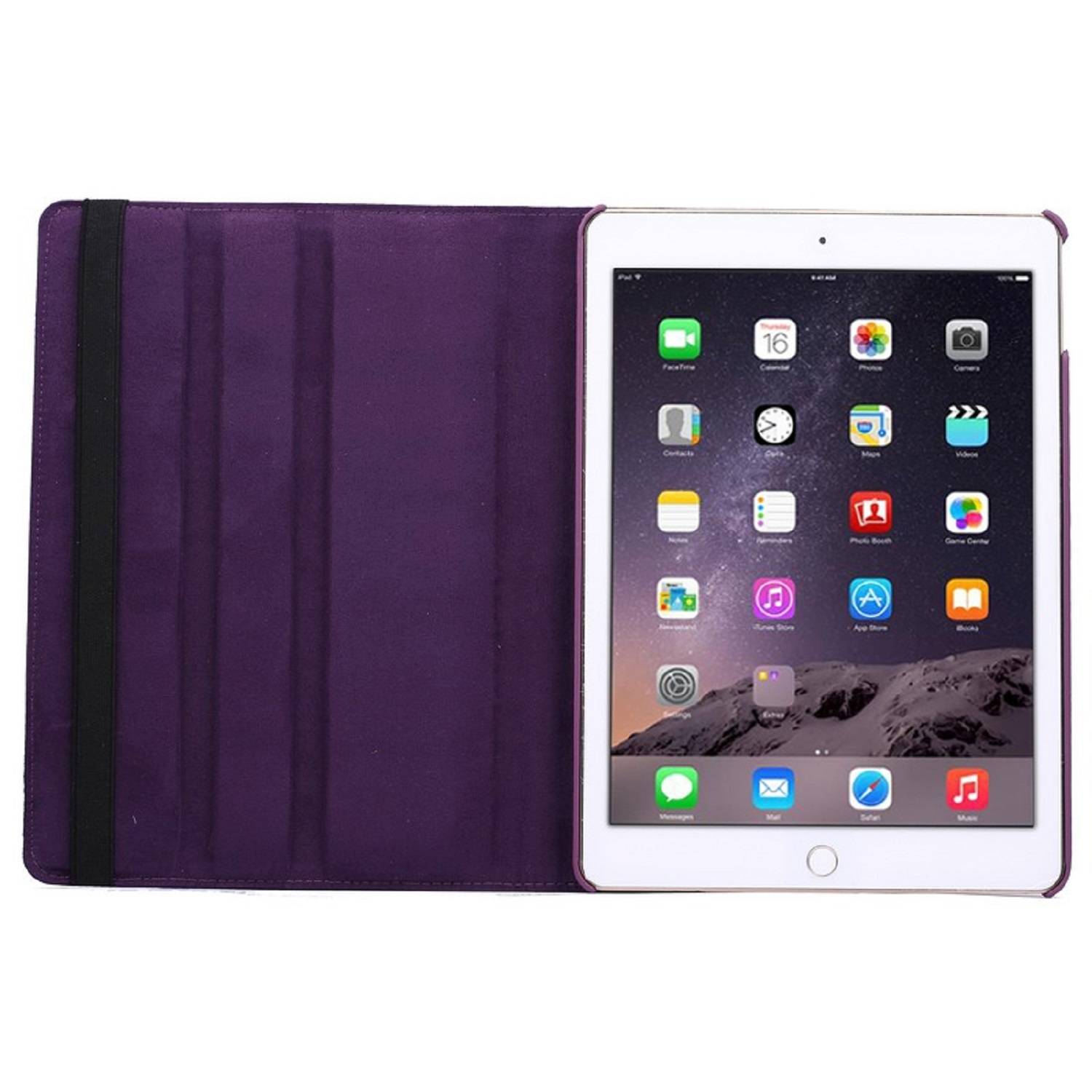 Schutzhülle für iPad Air Tablet Hülle Schutz Tasche Case Cover Lila 360 Grad drehbar Rotation Bumper