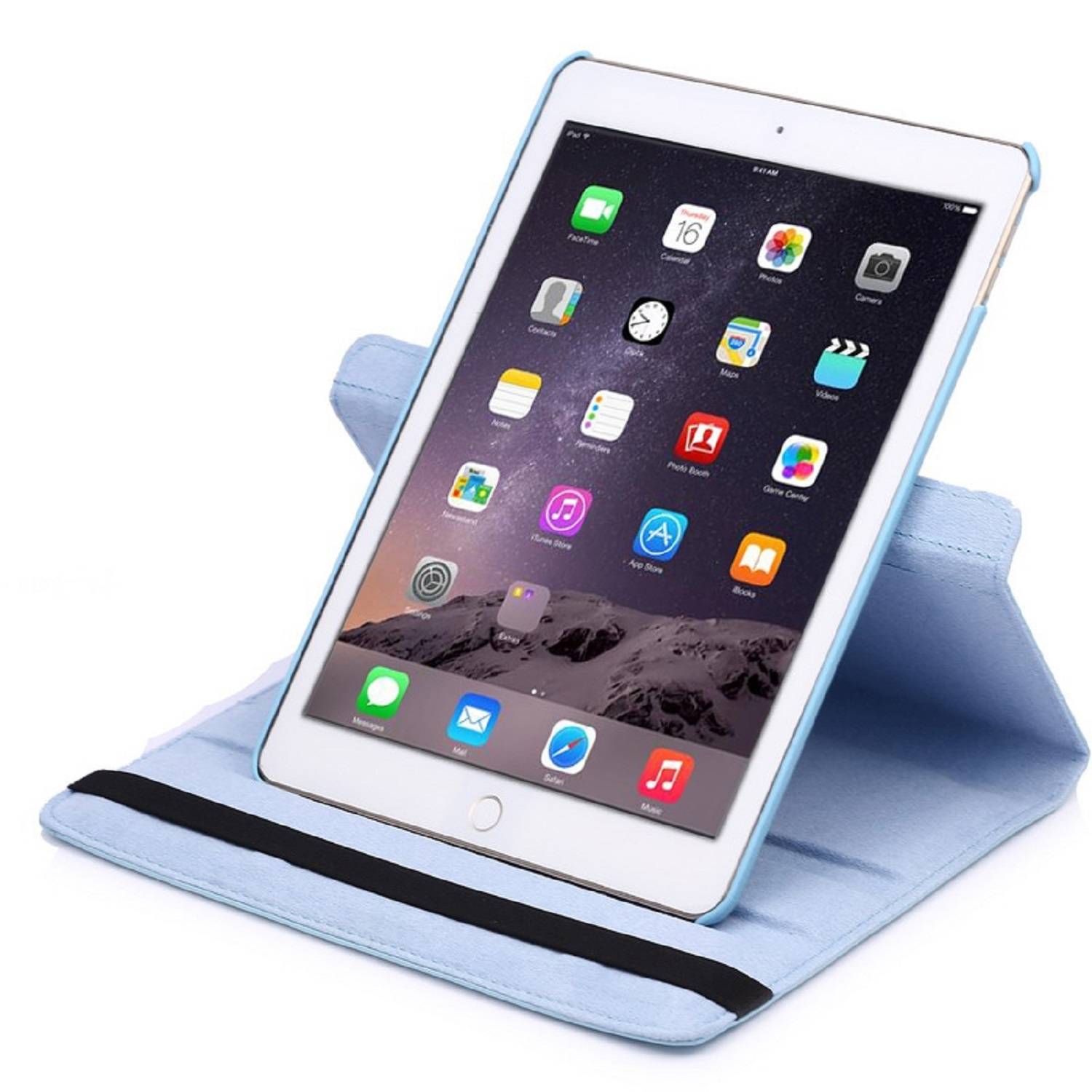 Schutzhülle für iPad Air 2 9.7 Tablet Hülle Schutz Tasche Case Cover Türkis 360 Grad drehbar Rotation Bumper